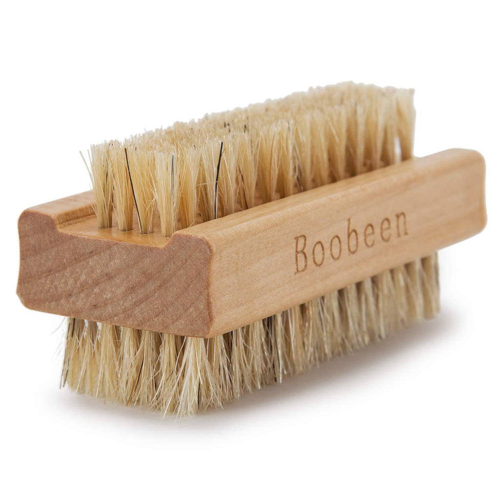 Boobeen Natural Pig Bristle Nail Brush - Finger Nail Brush - Hand & Foot Brush for Cleaning Fingernail and Toenail khaki - BeesActive Australia