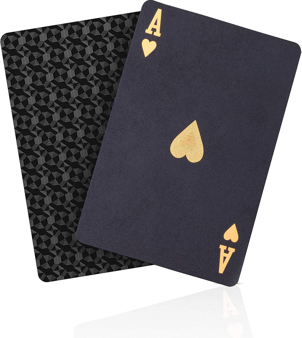 ACELION Waterproof Playing Cards, Plastic Playing Cards, Deck of Cards, Gift Poker Cards (Black) - BeesActive Australia