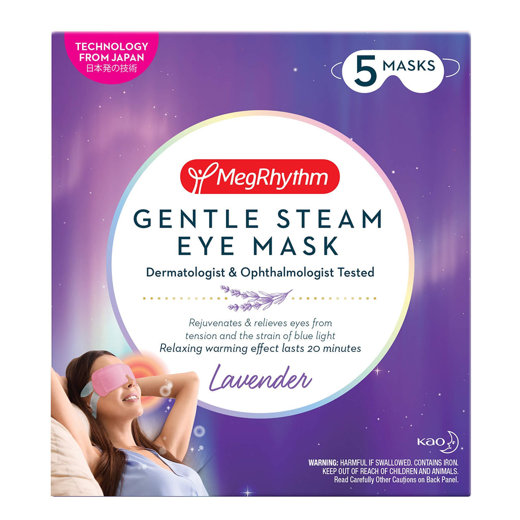 MegRhythm Gentle Steam Eye Mask, Lavender, 5 Count, Soothing Steam Eye Mask, Rejuvenates Eyes, Reduces Tension, Dermatologist and Ophthalmologist Tested LAVENDER SCENT - BeesActive Australia