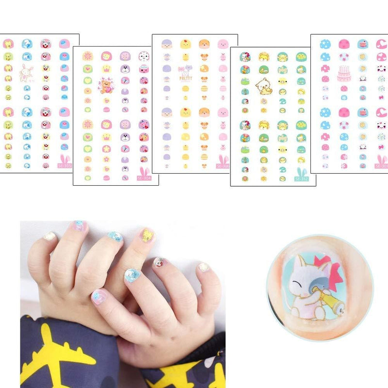 Fanoshon Cute Kids Friendly Nail Stickers for Girls 200+ Designs, Self Adhesive Nail Decals Manicure Tip for Children Fingernails Toenails, Birthday Party Favors Goody Bags Christmas Stocking Stuffer - BeesActive Australia