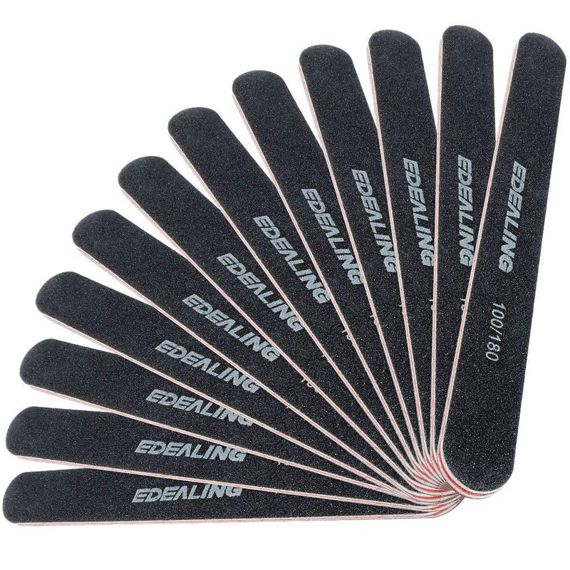 12 Pack Professional Nail File Set Double-Sided 100/180 Grit Emery Board Manicure Tools For Nail Grooming and Styling-Black - BeesActive Australia