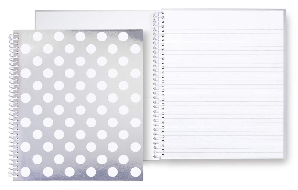 Kate Spade New York Large Spiral Notebook, 11" x 9.5" with 160 College Ruled Pages, Jumbo White Dot - BeesActive Australia