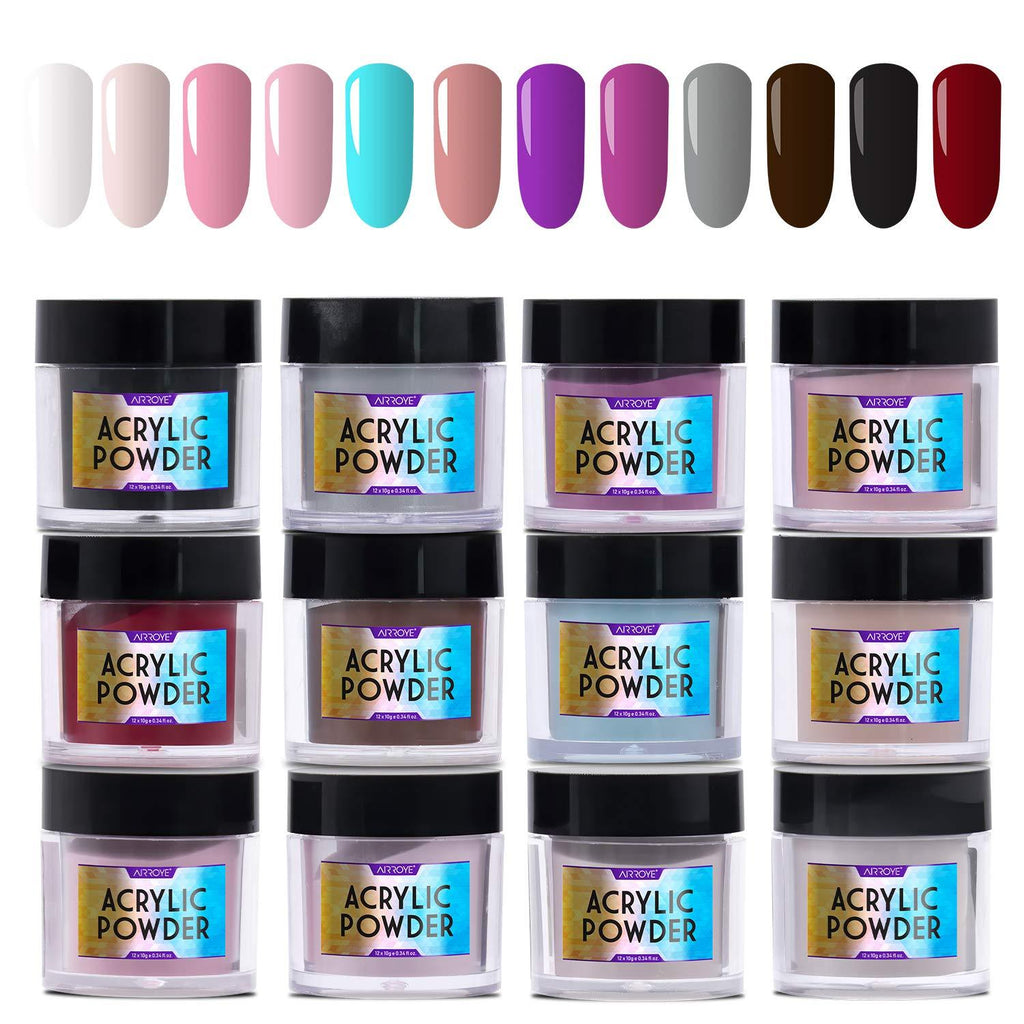 Acrylic Powder set of 12 Colors, Nail Extension, Non-Yellowing Formula, Acrylic Nail Art, DIY Nail Art - BeesActive Australia