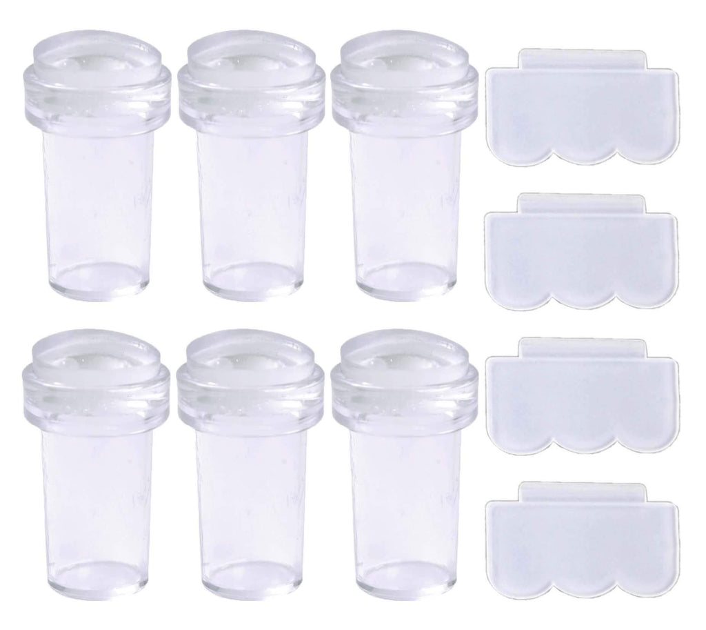YASUOA 6 Pieces Clear Nail Stampers witn 6 Pieces Nail Scrapers for DIY Nail Art Tools Soft Silicone Jelly Refill Head Image Plate Stamping Manicure Print Tools Make Up Beauty - BeesActive Australia