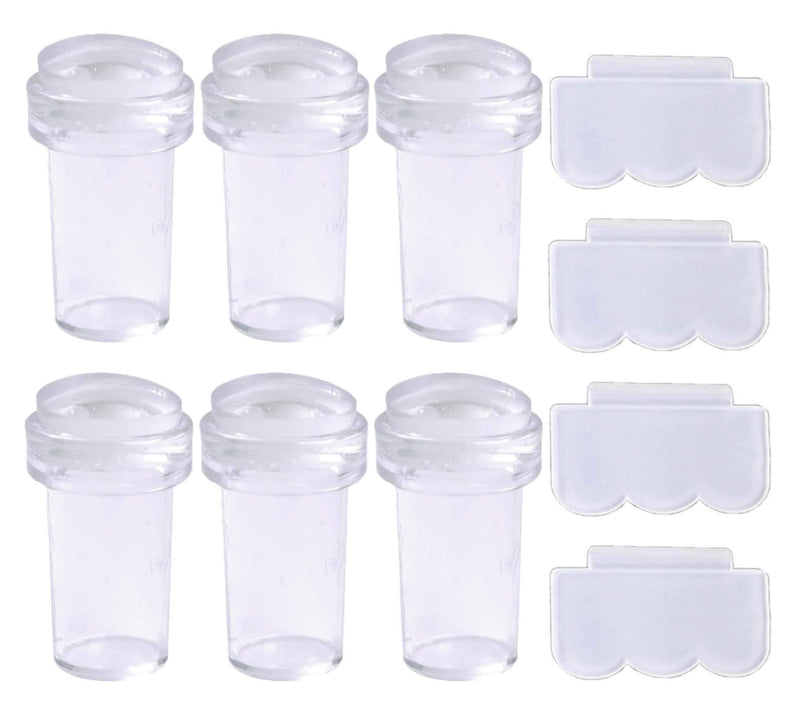 YASUOA 6 Pieces Clear Nail Stampers witn 6 Pieces Nail Scrapers for DIY Nail Art Tools Soft Silicone Jelly Refill Head Image Plate Stamping Manicure Print Tools Make Up Beauty - BeesActive Australia