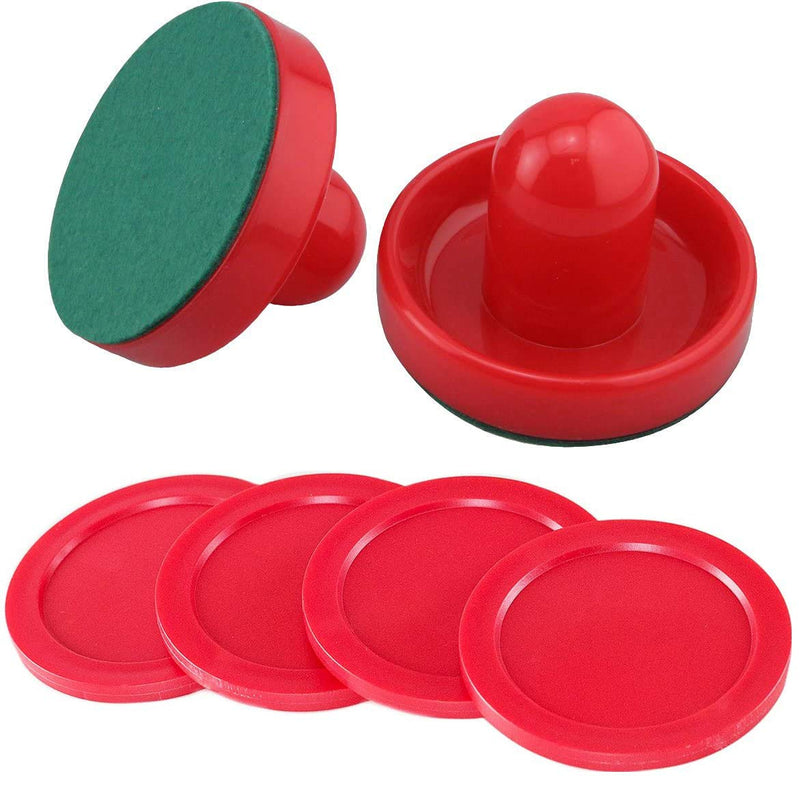 GIYOMI Light Weight Air Hockey Red Replacement Pucks & Slider Pusher Goalies for Game Tables, Accessories,Equipment (2 Striker, 4 Puck Pack) - BeesActive Australia