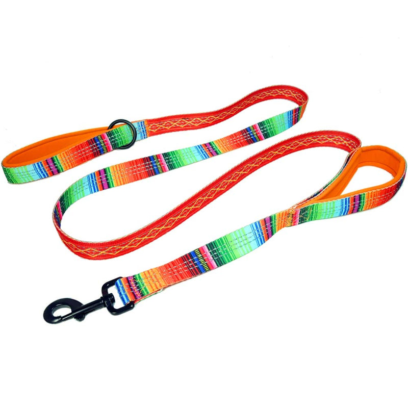 Leashboss Double Handle Dog Leash, Pattern Collection, 6Ft Reflective Dog Leash with Two Padded Handles for Large Dogs or Medium Dogs That Pull 6 Ft x 1" Wide Orange - Blanket - BeesActive Australia
