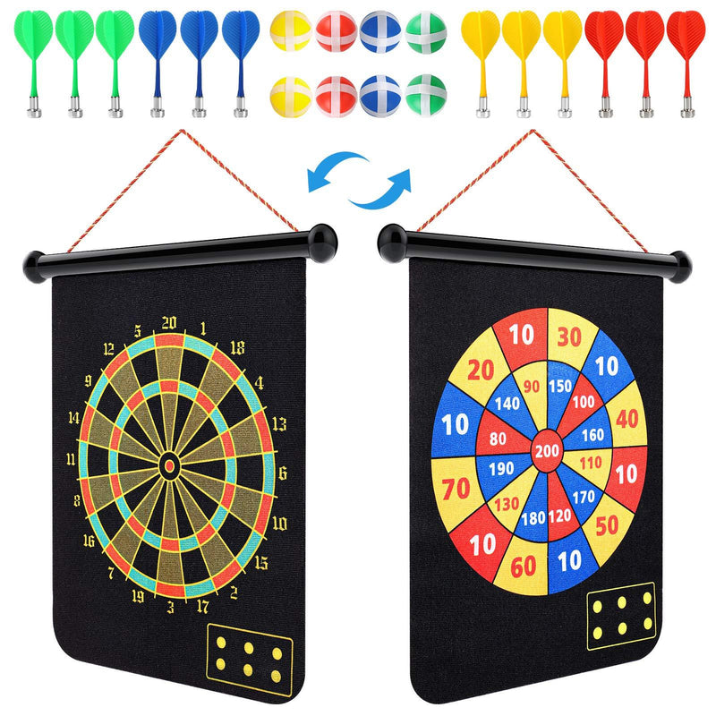 Magnetic Dart Board for Kids Adults with 12 Magnetic Darts and 8 Sticky Balls Reversible Rollup Kids Safe Dart Board Set for Boys Girls Easy Hanging Classic Dart Board Toys Indoor Outdoors Party Games - BeesActive Australia