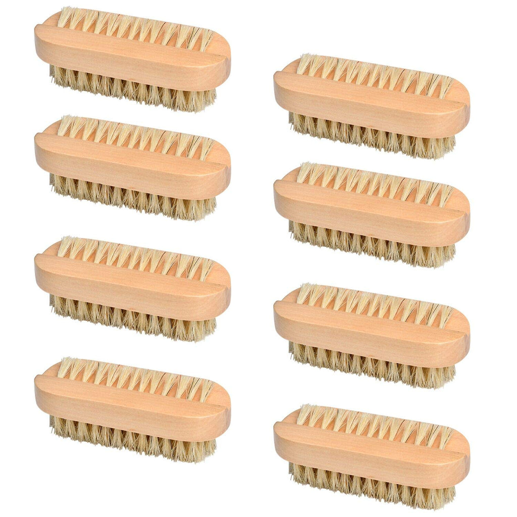 8 Pieces Wooden Nail Brush Akamino Fingernail Brush Hand Cleaning Brush Nail Scrubbing Set with Double Sided Bristle for Manicure Pedicure Women Men - BeesActive Australia