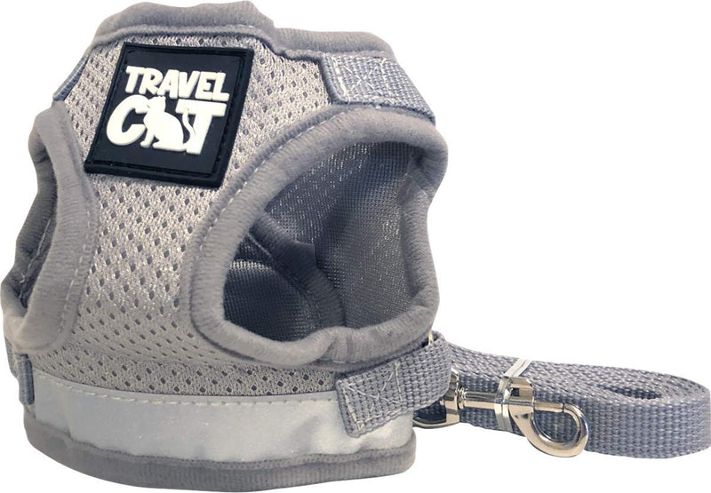 Travel Cat: The True Adventurer - Reflective Cat and Kitten Harness and Leash Set for Walking - Lightweight, Breathable, Snug Fit - Strong Leash with Sturdy Snap Clip Small Grey - BeesActive Australia