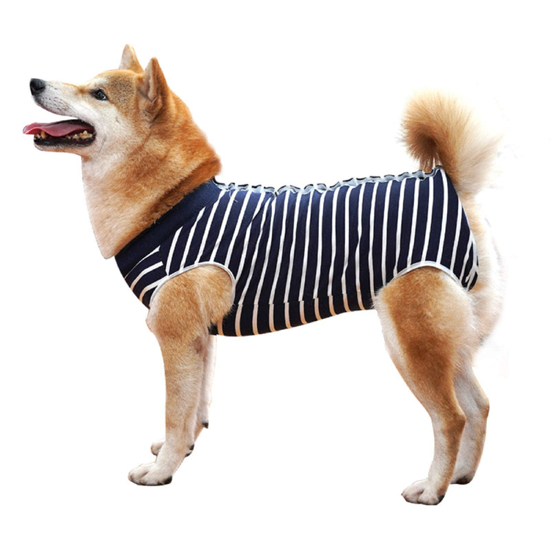 LIANZIMAU Dog Surgery Recovery Suit, Cone E-Collar Alternative Professional Protective Shirt for Male Female Dogs After Surgery, Dog Surgical Recovery Suit XL Stripe - BeesActive Australia