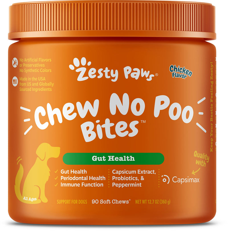 Zesty Paws Chew No Poo Bites - Coprophagia Stool Eating Deterrent for Dogs Deter Stop Dog from Eating Feces Probiotic Digestive Enzymes Breath Freshener 90 Count (Pack of 1) - BeesActive Australia