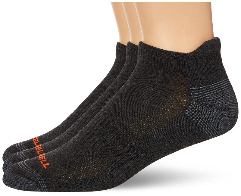 Merrell Men's Cushioned With Repreve Hiker Socks Low Cut Small Black Heather - BeesActive Australia