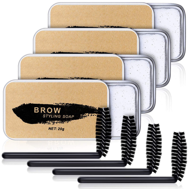 4 Pieces Eyebrow Soap Kit, Brows Styling Soap Eyebrow Shaping Soap Long-lasting Waterproof Eyebrow Shaping Gel Eyebrow Styling Pomade with Eyebrow Brushes for Natural Eyebrows - BeesActive Australia