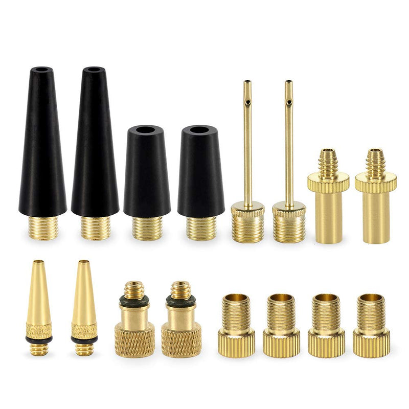 YASI Bicycle Presta Schrader Valve Adaptor, 16PCS Brass Bike Pump Adapters, Ball Pump Needle, Balloon Inflatable Toys Nozzle Inflator Adapter, Air Pump Accessories for Standard Pump or Air Compressor - BeesActive Australia
