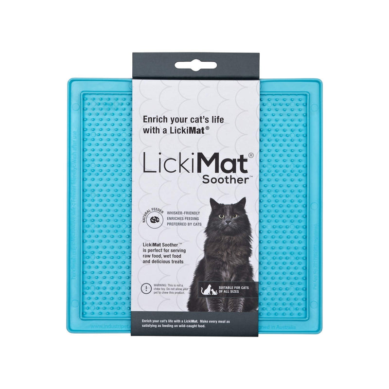 Lickimat Classic Cat Slow Feeders Lick Mat, Boredom Anxiety Reducer; Perfect for Food, Treats, Yogurt, or Peanut Butter. Fun Alternative to a Slow Feed Cat Bowl or Dish! TURQUOISE Soother - BeesActive Australia