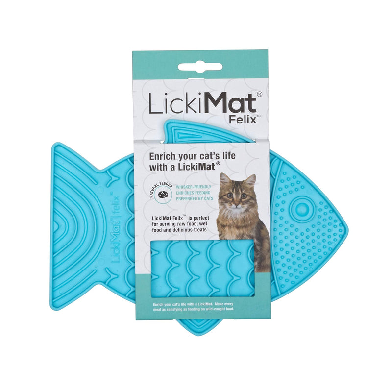 Lickimat Casper, Fish-Shaped Cat Slow Feeders Lick Mat, Boredom Anxiety Reducer; Perfect for Food, Treats, Yogurt, or Peanut Butter. Fun Alternative to a Slow Feed Cat Bowl or Dish! Turquoise Felix - BeesActive Australia