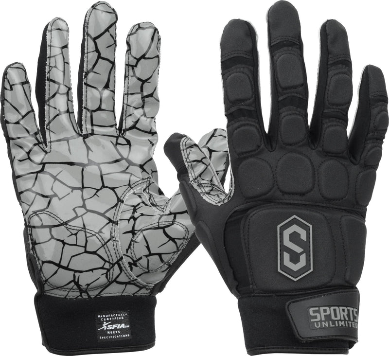 Sports Unlimited Max Clash Adult Padded Lineman Fooball Gloves Black X-Large - BeesActive Australia