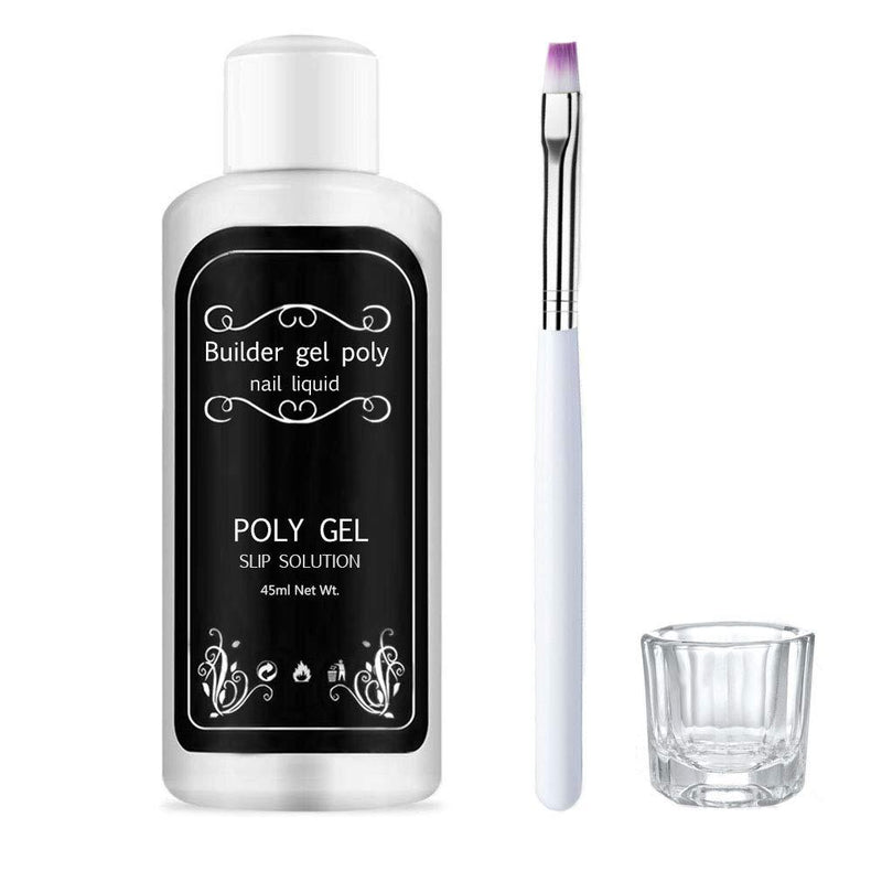 Greeza Slip Solution Polygel, Extension Nail Polygel Slip Solution, Anti-stick Nail Liquid Slip Solution for Poly Gel, Contains Brush + Crystal Cup for Nail Builder Gel Nail DIY - 45ml - BeesActive Australia