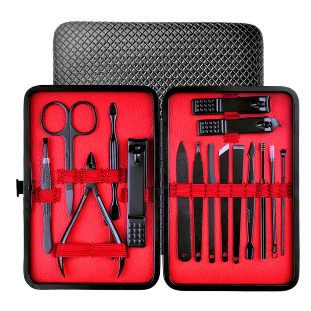 Nail Clipper Set High Precision Stainless Steel Nail Clipper Pedicure Tool Set Nail File Sharp Nail Scissors Toenail with Portable Fashion Box-16pack (red) - BeesActive Australia