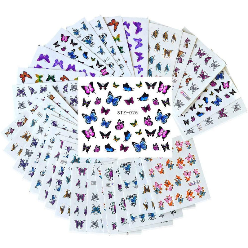 Butterfly Nail Art Stickers Decals Nail Accessories Decorations Supplies Nail Stickers for Women Girls Butterfly Water Transfer Decals  Manicure Nail Design Slider Summer Butterfly Nails 30 Sheets - BeesActive Australia