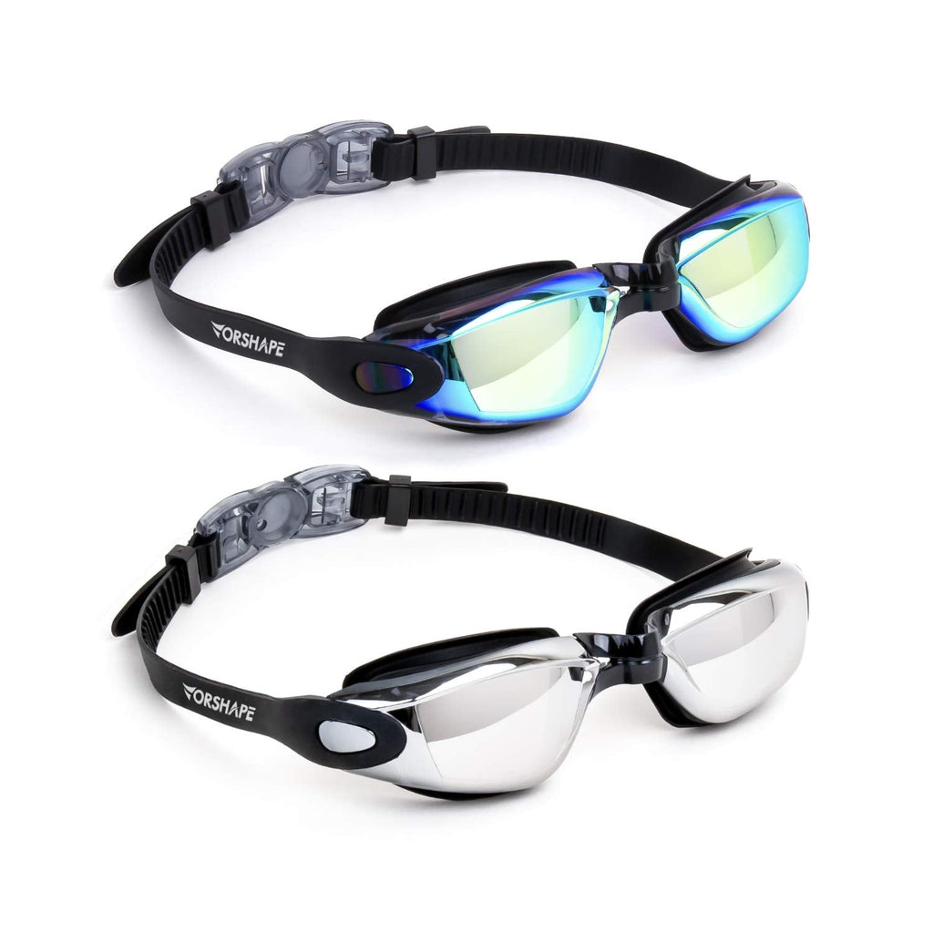 Vorshape Swim Goggles Pack of 2 Swimming Goggle No Leaking Adult Men Women Youth Aqua & Bright Silver - BeesActive Australia