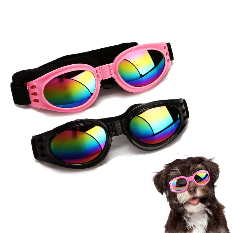 Stylish Pet Glasses Cool Dog Sunglasses Dog Doggles Waterproof Windproof Eyewear UV Protection Sunglass for Doggy Puppy Pink-Black - BeesActive Australia