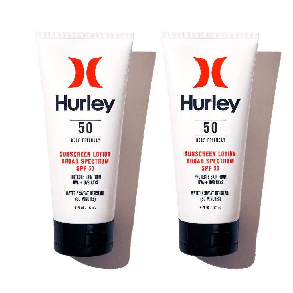 Hurley Water Resistant Broad Spectrum Sunscreen Lotion, Family Friendly, Reef Safe, SPF 15 (Pack of 2), Size 6 oz SPF 50 (Pack of 2) - BeesActive Australia