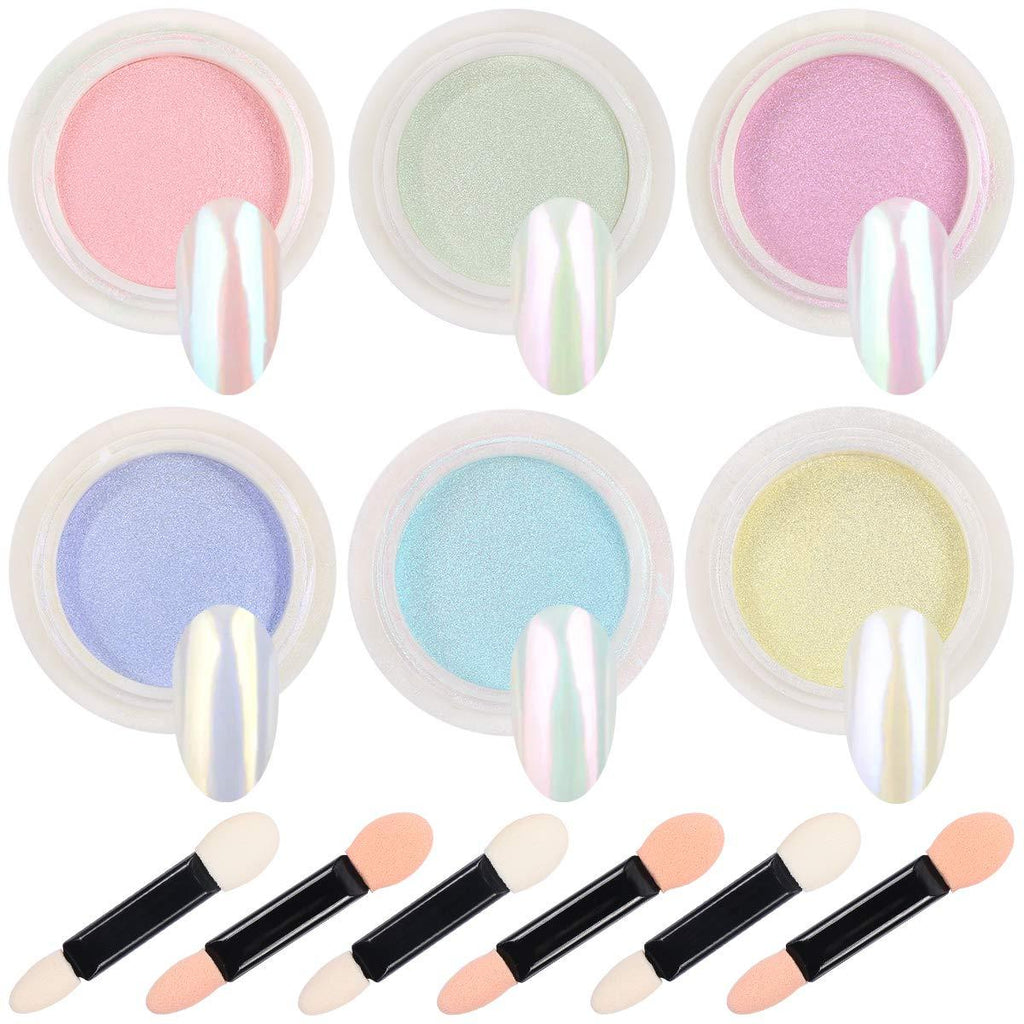 Nail Chrome Powder- Mirror Laser Nail powder，Neon Powder， Aurora Powder ，Titanium Metal Powder，Nail Art Decoration With Nail Sponge Brushes(Aurora Powder) - BeesActive Australia