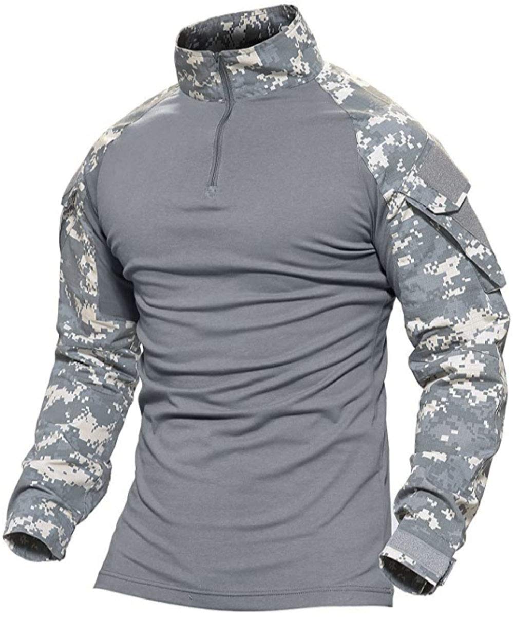HARGLESMAN Men's Tactical Military Shirts 1/4 Zip Long Sleeve Fitting Combat Shirt with Pockets Acu Small - BeesActive Australia