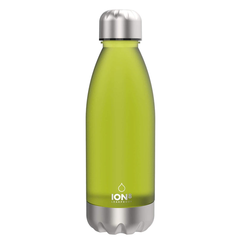 Ion8 Leak Proof Clear / Steel Water Bottle, BPA Free, Green, 560ml - BeesActive Australia