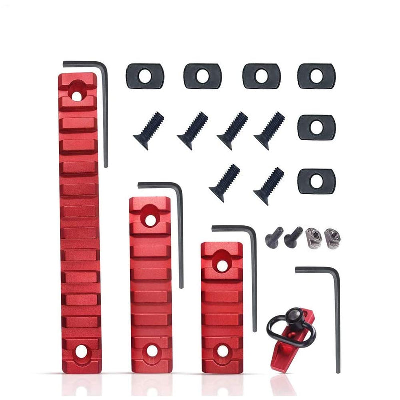GOTICAL Combo of Quick Detac h Q D M o u n t Red and 3pcs 1.4/2.2/2.95 Inch Long W e a v e r R a i l Section Set 3,5,7 Slot Red with 3 Allen Wrenches - BeesActive Australia