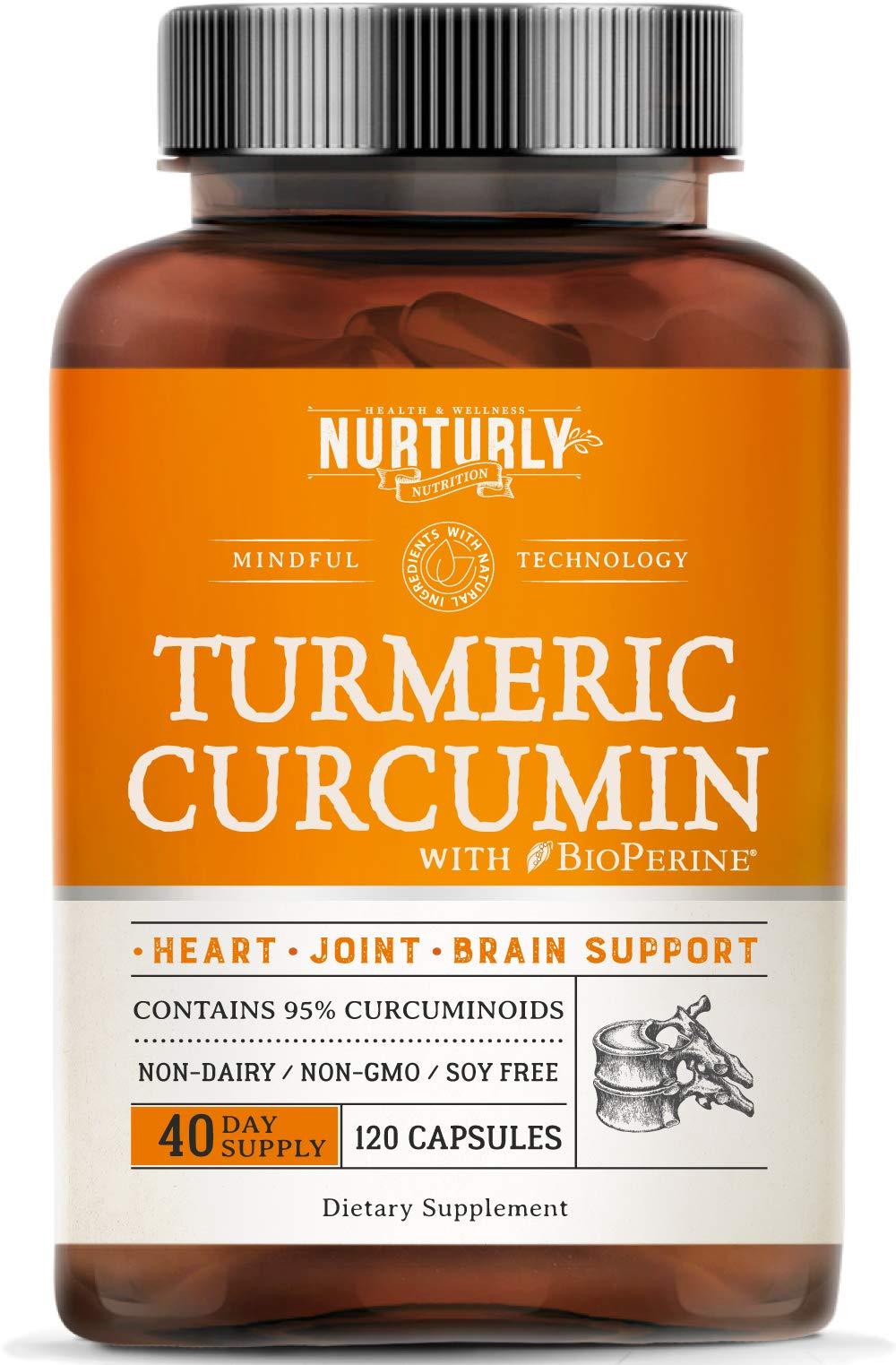 Turmeric Curcumin with BioPerine Black Pepper and 95% Curcuminoids – High Absorption Turmeric Supplements 1300mg for Joint, Hearth & Inflammatory Health – Non-GMO, Gluten Free - 120 Capsules 120 Count (Pack of 1) - BeesActive Australia