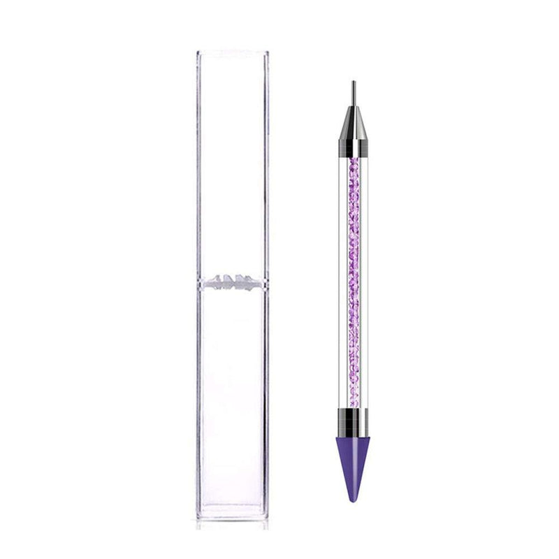 Onwon Dual-Ended Nail Rhinestone Picker Wax Tip Pencil Pick Up Applicator Dual Tips Dotting Pen Beads Gems Crystals Studs Picker with Acrylic Handle Manicure Nail Art Tool (Purple) - BeesActive Australia