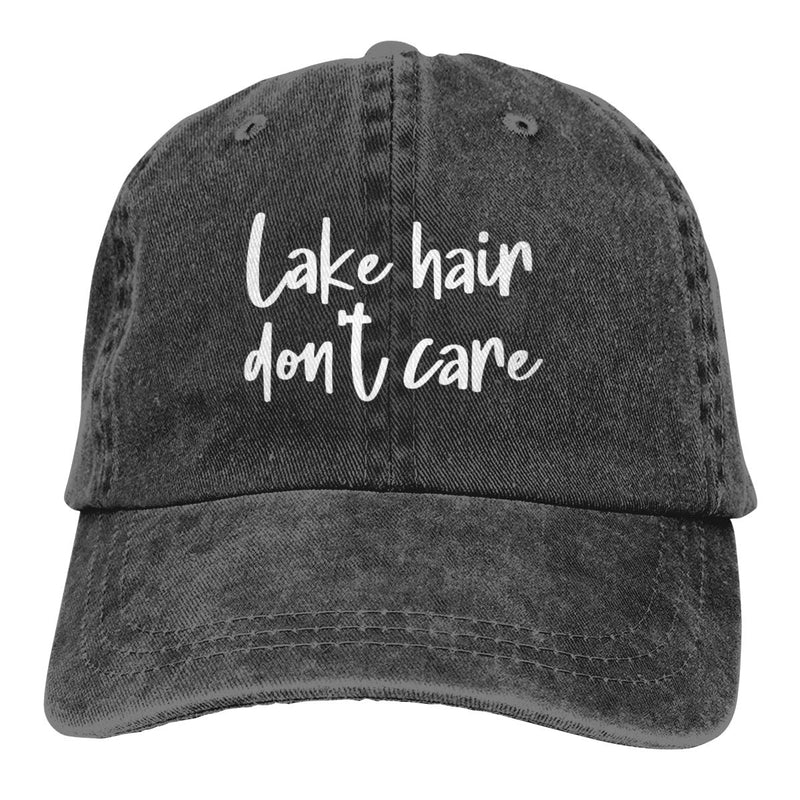 OASCUVER Lake Hair Don't Care Hat, Distressed Cotton Adjustable Lake Life Baseball Cap for Men Women Lake Hair Don't Care Black One Size - BeesActive Australia