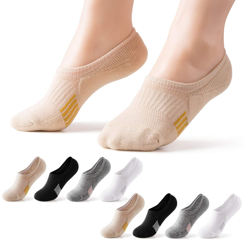 Gonii Womens No Show Socks Athletic Ankle Socks Cushioned Running Low Cut 5-8 Pairs Beige*2+black*2+gray*2+white2 - BeesActive Australia