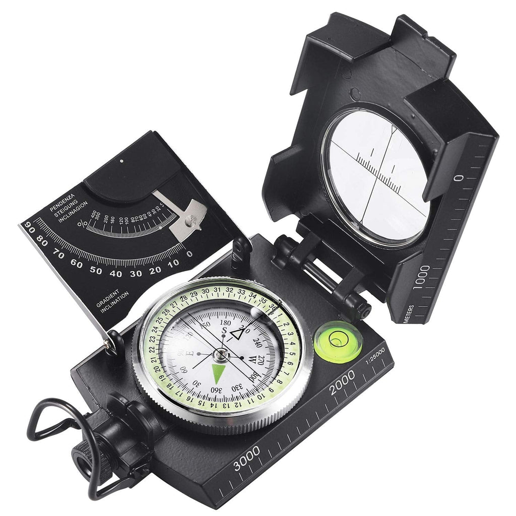 Eyeskey Multifunctional Military Metal Sighting Navigation Compass with Inclinometer | Impact Resistant & Waterproof Compass for Hiking, Camping, Boy Scout Black - BeesActive Australia