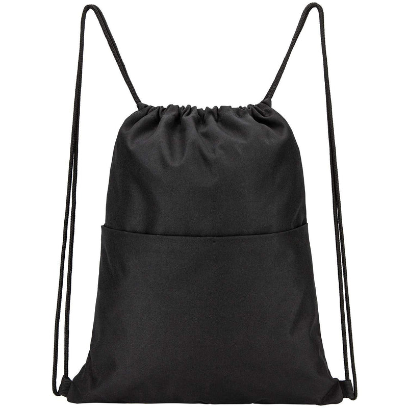 Vorspack Drawstring Backpack Water Resistant String Bag Sports Sackpack Gym Sack with Side Pocket for Men Women Black - BeesActive Australia