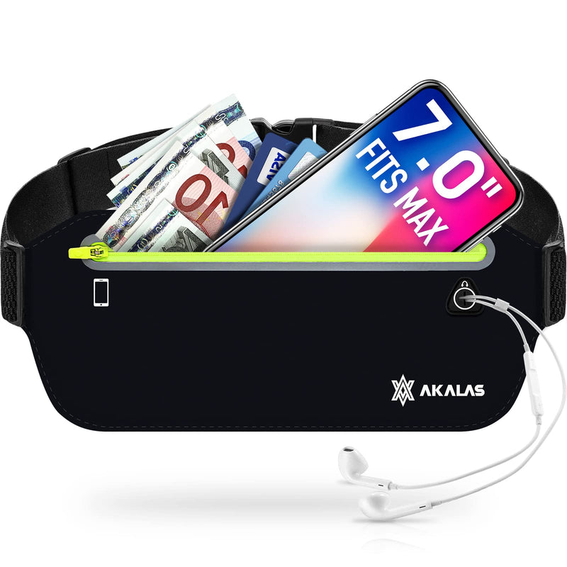 Akalas Ultra Slim Running Belt Waist Pack, No-Bounce Lightweight Fanny Pack, Water Resistant Runner Waist Bag, Adjustable Running Pouch for Gym Workouts, Travel & Outdoor Activities Black - BeesActive Australia