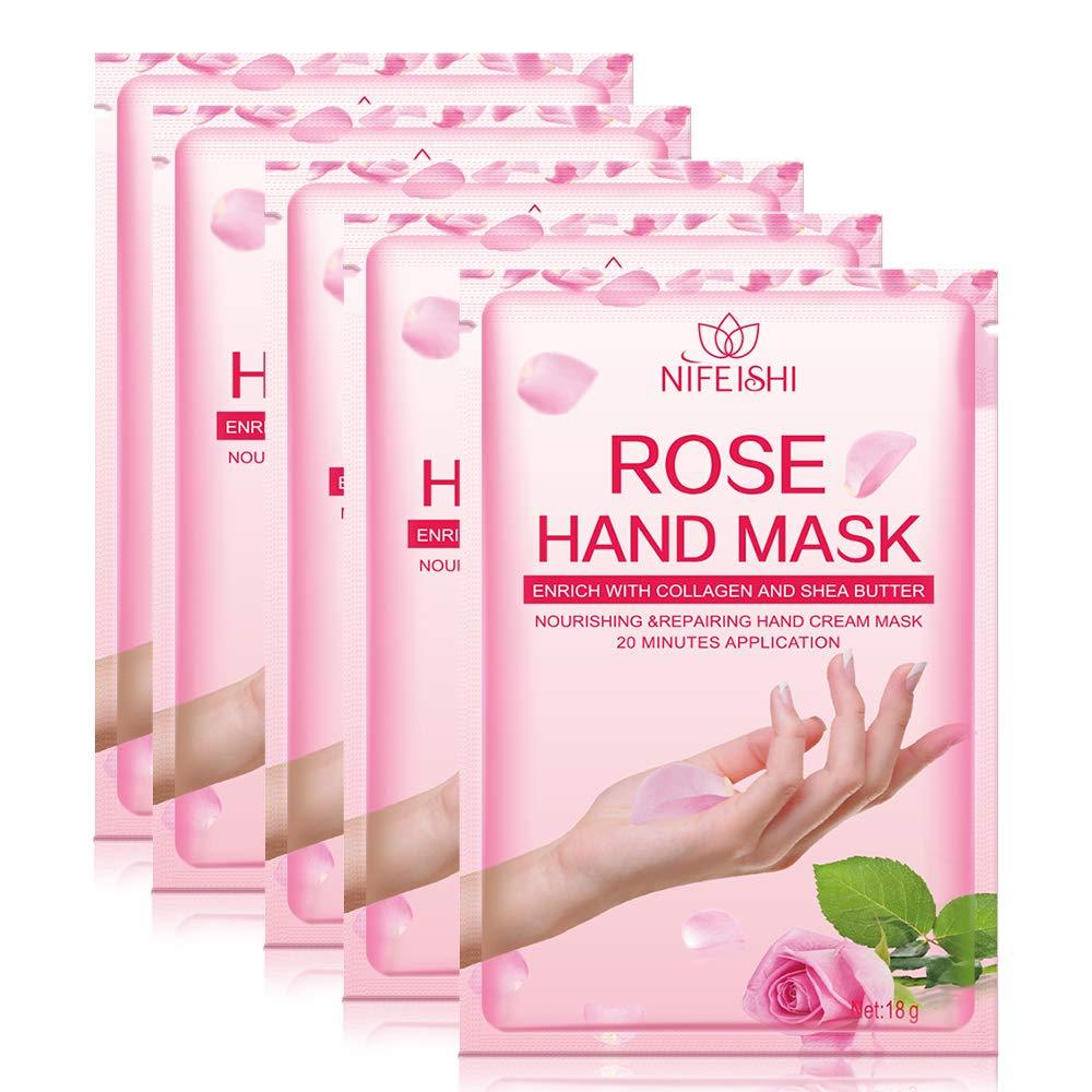 Hand Moisturizing Mask, (5Pack) Rose Moisturizing Gloves, Moisturizing Natural Therapy Gloves, Moisturizing Hand Mask for Dry Hands, Repair Rough Skin for Men Women rose mask - BeesActive Australia