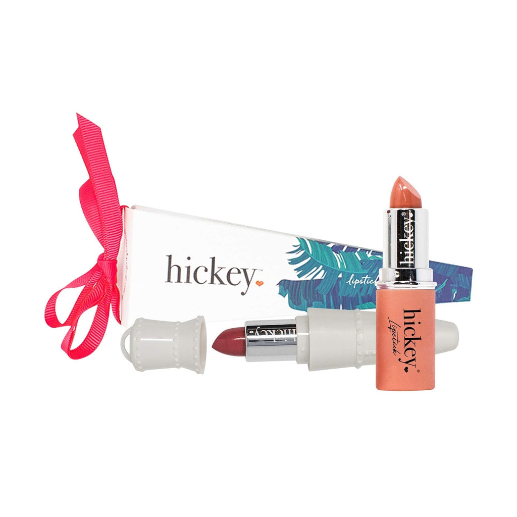 Hickey Lipstick - Vivid Color Long Lasting Luxurious Rouge - Highly Pigmented, Velvety Finish - Organic, Cruelty & Gluten Free - White Limited Refillable Case - Perfect Pink & Crushing Coral Shades - BeesActive Australia