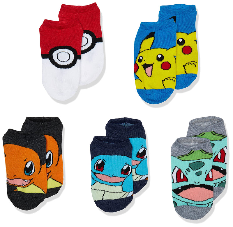 Pokemon Boys 5 Pack No Show Socks Big Boys Sock Size 6-8.5 Bright Multi - BeesActive Australia