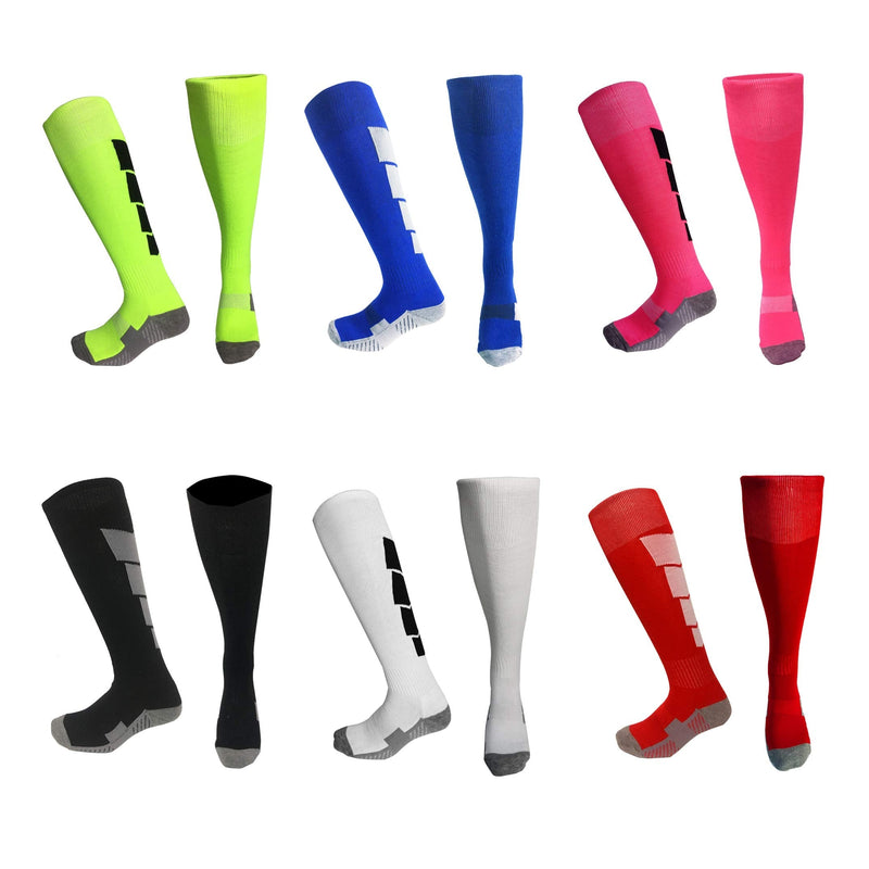 VWU Unisex Knee High Double Stripes Athletic Soccer Football Tube Socks for Adults&Children Multi C Small - BeesActive Australia