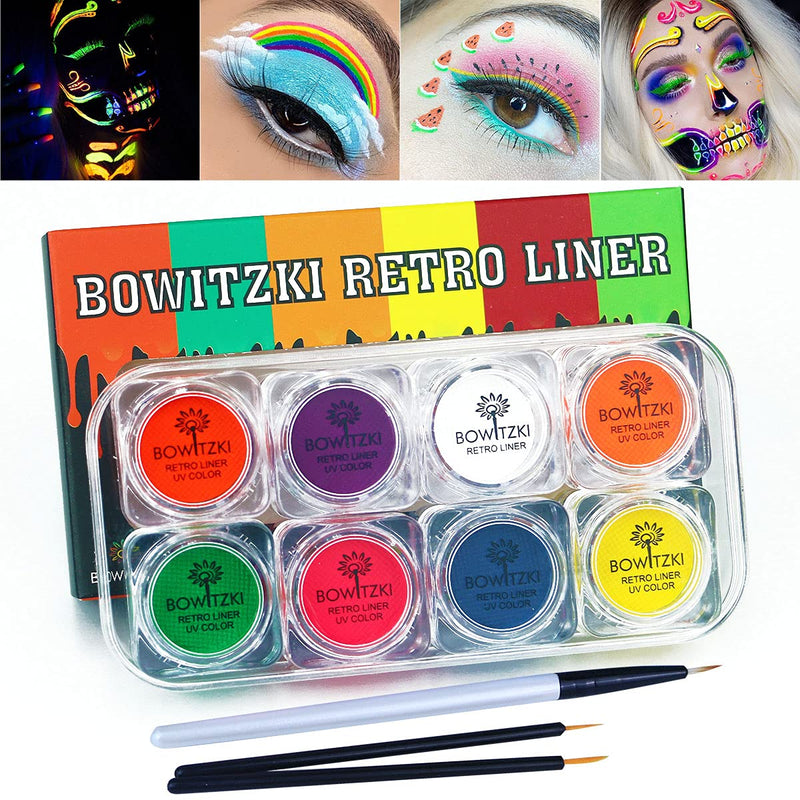 Bowitzki 8x5 Gram Water Activated Eyeliner Hydra Liner Makeup UV Glow Fluorescent Color Graphic Retro Face and Body Paint - BeesActive Australia