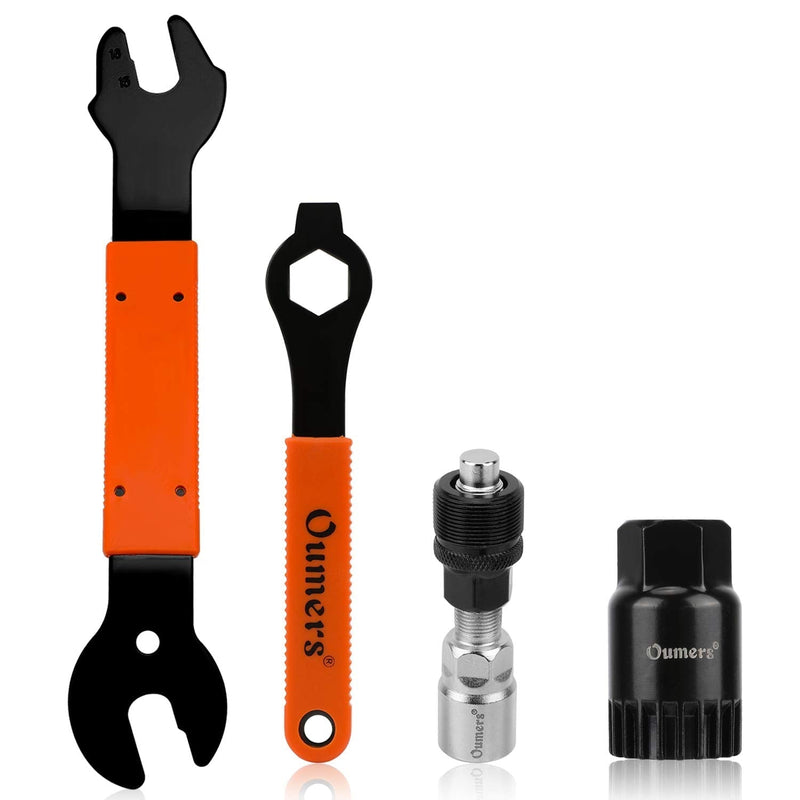 Oumers 4 PCS Professional Bicycle Pedal and Crank Arm Removal Tool, Bike Pedal Wrench+Bike Crank Extractor + Bike Bottom Bracket Remover + 16mm Spanner Wrench - BeesActive Australia