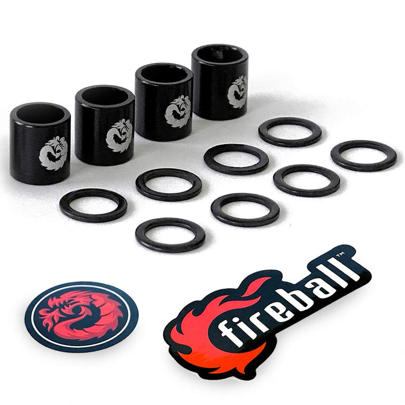 Fireball Dragon Precision Aluminum Spacers and Washers Set for Skateboards and Longboards Black - BeesActive Australia