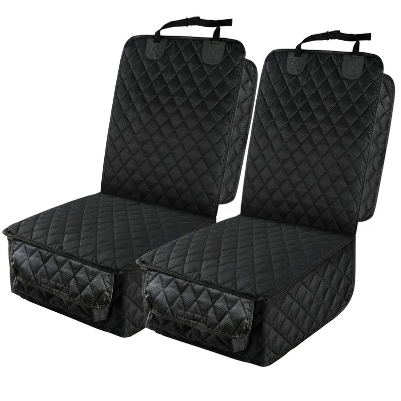 PETICON Waterproof Front Seat Car Cover 2 Pack, Full Protection Dog Car Seat Cover with Side Flaps, Nonslip Scratchproof Captain Chair Seat Cover Fits for Cars, Trucks, SUVs, Jeep, Black - BeesActive Australia