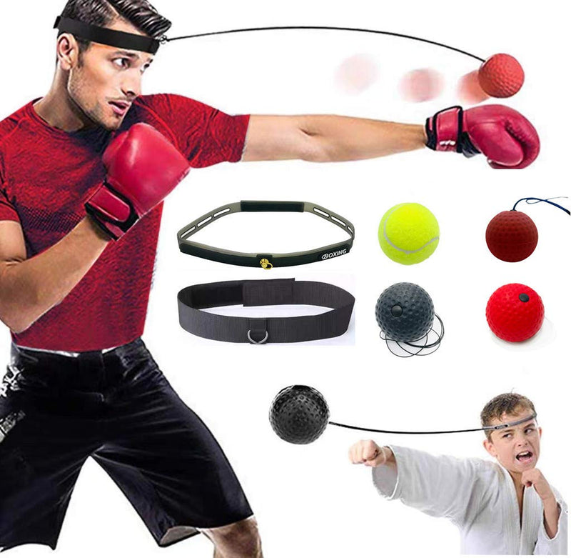 Boxing Reflex Ball Set - 4 Boxing Ball and 2 Adjustable Headbands.3 Difficulty Level Balls,for Boxing Training,Improve Speed Reactions and Hand Eye Coordination,Great Boxing Equipment for Kids/Adults. - BeesActive Australia