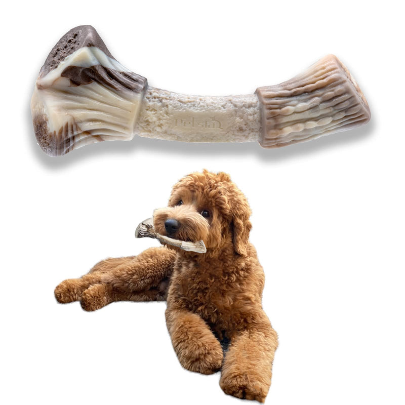 PETSLA Dog Chew Toys for Aggressive Chewers, Indestructible Hard Nylon Dog Bone Toy for Large Medium Small Dogs and Teething Puppies Antler Shape Medium (Pack of 1) - BeesActive Australia