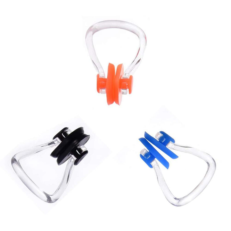 Ruwado 3 Pcs Swimming Nose Clips Waterproof Soft Comfortable Silica Gel Nose Plugs for Swim Training Swimming Beginner Learner Athletic Adult Kids Children Black, Blue, Orange - BeesActive Australia